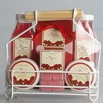 Ashley & Foster Spa Bath Set in Wire Caddy - Rose