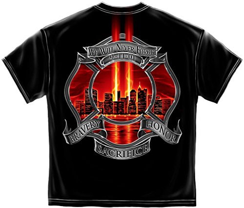 Firefighter T-Shirt Red Tribute High Honor Firefighter Black