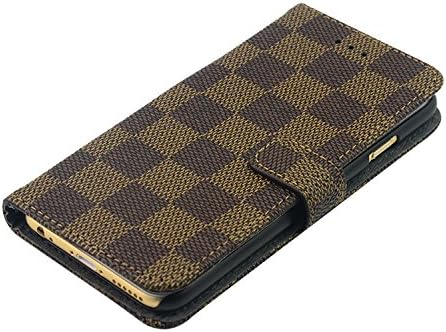 iPhone 6 PLUS Case, + HD LCD Screen Protector, gtsy® kit pack set BUNDLE - 1 Luxury Leather Fashion Designer Wallet Flip Cover Skin Case Stand and 1 Liquid Crystal Display Screen Protector for iPhone 6 PLUS 5.5 inch (Brown/Black)[LIFETIME CASE WARRANTY]