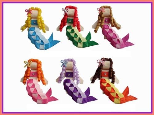 6pc Set Mermaid Hair Bow Clips