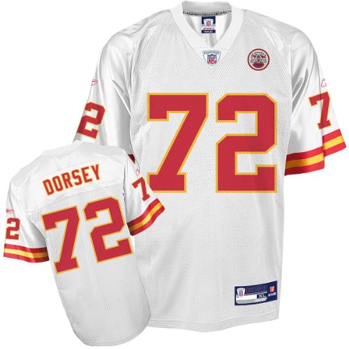 Reebok Kansas City Chiefs Glenn Dorsey Replica White Jersey Medium