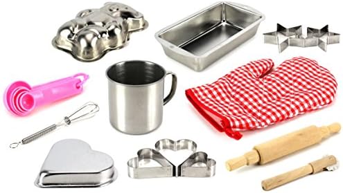 My Little Kitchen Chef Complete 14 Piece Metal Toy Kitchenware Play Set w/ Variety of Accessories
