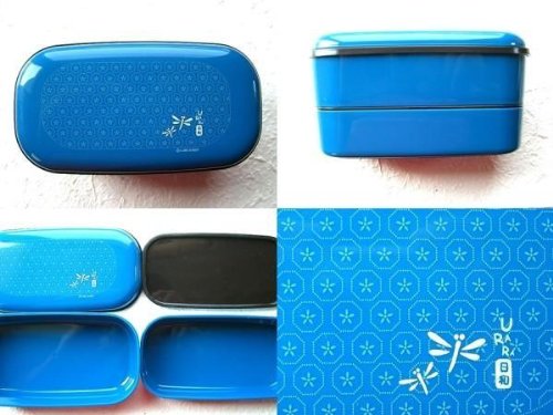Urara Blue Dragonfly 2 Tier Japanese Bento Box