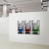 London Buses Bilder von GALVII - Edler Kunstdruck auf echter Leinwand, fertig aufgespannt auf hochwertigen Holzkeilrahmen - 3x 40x80cm - Das Original von Galerie VII