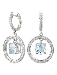 Tivolia Collection 14kt White Gold Diamond Earrings With Blue Topaz