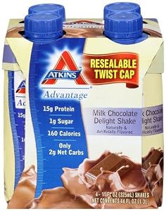 Atkins Ready To Drink Shake, Milk Chocolate Delight, 11-Ounce Aseptic Containers (Pack of 12)