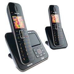 Philips SE7652B DECT Duo ECO schnurloses Telefon mit Anrufbeantworter 60 Min (Display- und Tastaturbeleuchtung, Voll-Duplex Freisprechen am Mobilteil, G�rtelclip)