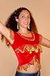 Red Velvet Blouse with Gold Beading & Gold Coins