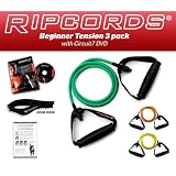 *NEW* Ripcords Resistance Exercise Bands - Beginner Tension 3 Pack, Circuit7 DVD, Door Anchor and Manual