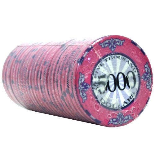 25 $5,000 Scroll 10 Gram Ceramic Casino Quality Poker Chips