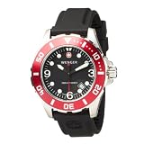 Wenger Men`s 72233 AquqGraph 100M Red Bezel Black Rubber Strap Watch