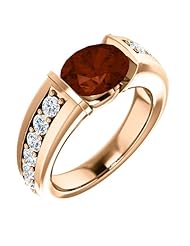 18K Rose Gold 9.00x7.00mm Oval Cut Mozambique Garnet and Diamond Ring -- LIFETIME WARRANTY