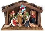 Disney Snow White Light Up Wooden Nativity Set With Ceramic Figurines