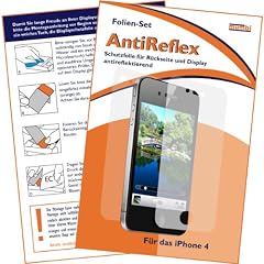 mumbi Displayschutzfolie iPhone 4 "AntiReflex" mit R�CKSEITE - Displayschutz iPhone 4 antireflektierend! OHNE Klebstoff! EXTREM Kratzfest! F�r die Vorder- und R�ckseite!