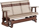 Outdoor Polywood 5 Foot Porch Glider - Plain Rollback Design *WEATHERWOOD/CHESTNUT BROWN* Color