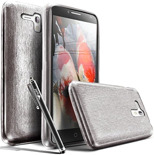 Alcatel OneTouch Fierce XL Case [Glitter Glam Series] Slim TPU Super Shiny Bumper Skin [The BlueJay Brand] For Alcatel OneTouch Fierce XL + BlueJay Universal Stylus Pen, Smoke Glitter