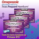 Kirkland Signature Omeprazole Delayed Release Tablets 20mg Acid Reducer, Treats Frequent Heartburn, 3 BOX VALUE PACK 42 TABLETS - THREE 14 Day Courses, Compare to Prilosec