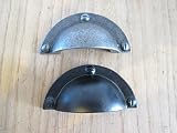 IRONMONGERY WORLDﾂｮREAR FIX VICTORIAN CAST IRON OLD STYLE DRAWER CUPBOARD CABINET DOOR CUP SHELL PUL