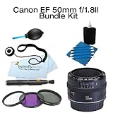 Canon EF 50mm f/1.8 II Lens With 52mm Filter Kit + Power Package