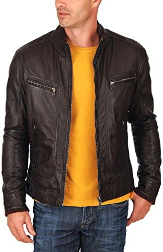 Western Leather Men's Lambskin Leather Bomber Biker Jacket