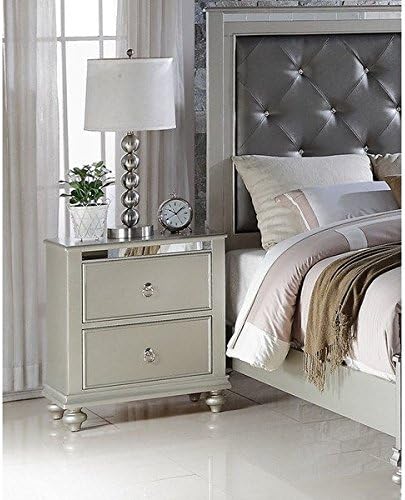 LYKE Home Nevaeh Silver Nightstand
