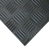 Rubber-Cal Diamond-Grip Rubber Flooring - 1/4 Inch x 4ft x 4ft Floor Mat