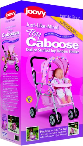 Joovy Toy Doll Caboose Tandem Stroller Pink Dot