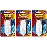 Command Bathroom Hook with Water-Resistant Strips, Large, 3-Hooks, 6-Strips
