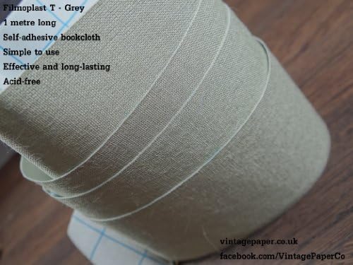 Filmoplast T - Bookbinding Cloth, Acid-free Book Spine Repair Tape (Grey) 1 Meter x 8cm - Free Delivery