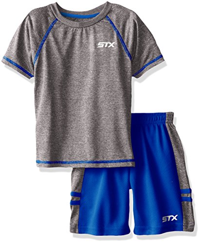 STX Big Boys' 2 Piece Performance Athletic T-Shirt and Short Set, Royal, 12