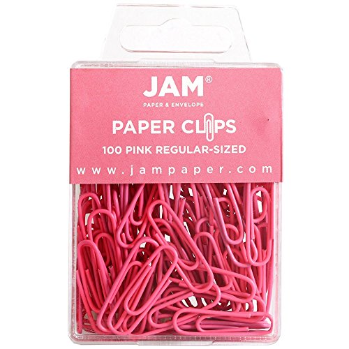 JAM Paper® Paper Clips - Regular 1 Inch Paperclips - Pink - 100 Paper Clips per Pack