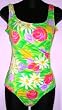 END OF SUMMER SALE Missy Shirred Side Swimsuit LimeFloral