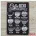 ARTCLUB Coffee Menu Know Your Coffee Latte Espresso Metal Tin Sign, Vintage Antique Plaque Poster Kitchen Home Cafe Wall Decor