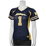 Michigan Wolverines #1 Ladies Navy Blue Football Jersey