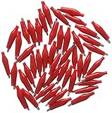 uxcell 電子鰐口クリップ 48個入り 絶縁 電気 鰐口クリップ レッド 26mmテストリード