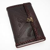 Indra Extra Large Stitched and Embossed Leather Journal with clasp 145 x 240 mm