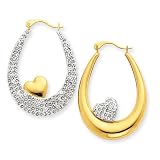 14k Reversible Crystal Heart Hoop Earrings