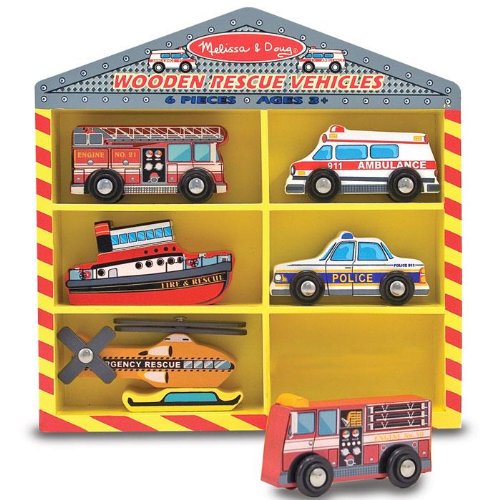 Childrens Toyshop  Toys : Melissa & Doug Deluxe Wooden Rescue Vehicles Set
