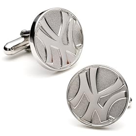 New York Yankees MLB Logo'd Silver Series Executive Cufflinks w/Jewelry Box