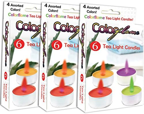 (Set/18) Colorflame Tea Light Candles Assorted In Green Pink Purple &amp; Orange