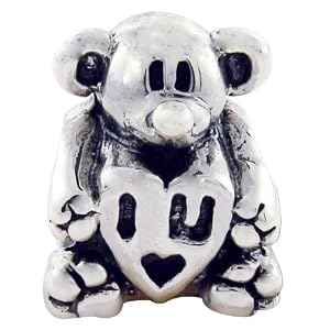 Biagi Teddy Bear with I Heart You Sterling Silver Bead, Pandora Compatible