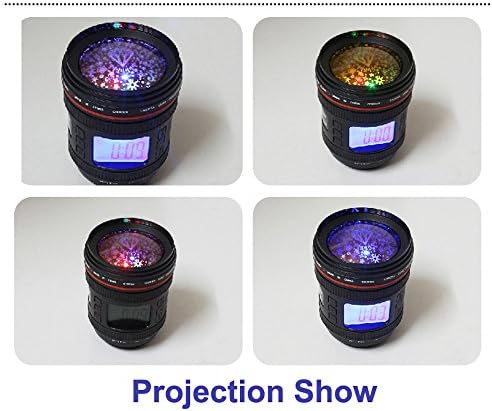 Greenwon Mutifunction Dslr Camera Lens Music Calendar Snooze Alarm Clock with Projector Lamp Star Twilight - Black (BLACK)