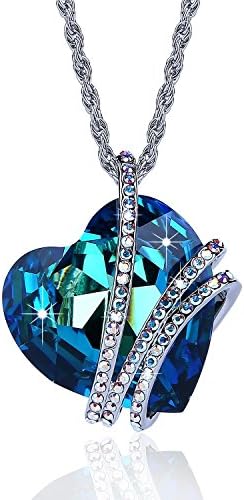 "Heart of the Ocean" Blue Crystal Heart Shape Pendant Necklace - 2016 Paris Fashion Week Latest Heart Shape Design, Heart Crystal Women Jewelry, Symbol of Love (blue)