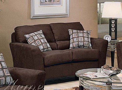 Loveseat Sofa with Wooden Legs Chocolate Brown Microfiber