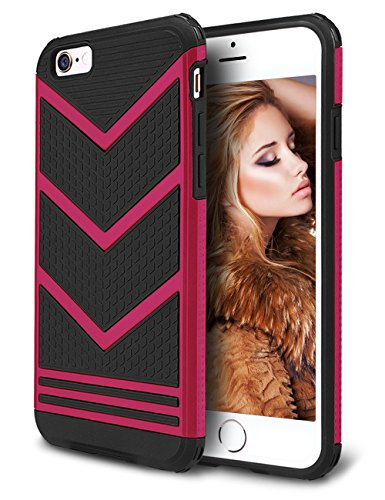 iPhone 6 Case, Vofolen® Anti-slip Soft Armor iPhone 6 Cover Skin Shock Absorption Flexible Protective Slim Shell Anti-scratch Defender Black Carrying Case for Apple iPhone 6 6S 4.7 inch (Rose)