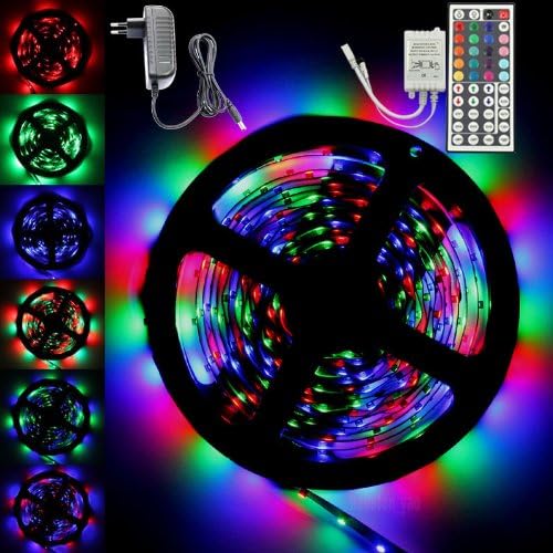 5M 500CM RGB 3528 LED SMD Flexible Light Strip 300 LEDs + 44 KEY IR + 12V 2A Adapter