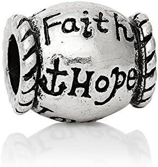 European Antique Silver "Faith Hope Love " Anchor Spacer Bead Charm