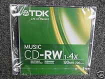 TDK CDRW80TWN10 10 Pack of 700MB 4x CD-RW Discs in Slim Jewel Cases