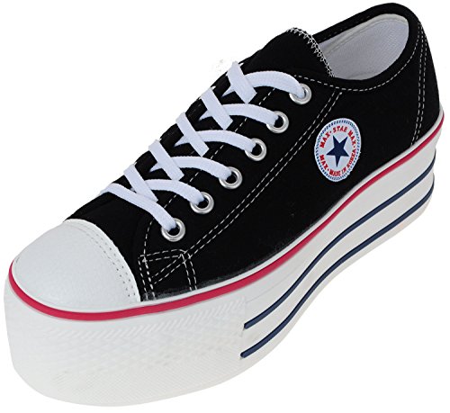 Maxstar Women's C50 6 Holes Platform Canvas Low Top Sneakers