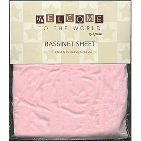Click here to buy Welcome to the World Bassinet Sheet Pink by Springs Global.